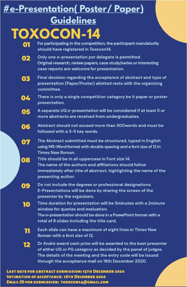 TOXOCON-14 - Paper or Poster Presentation Guidelines